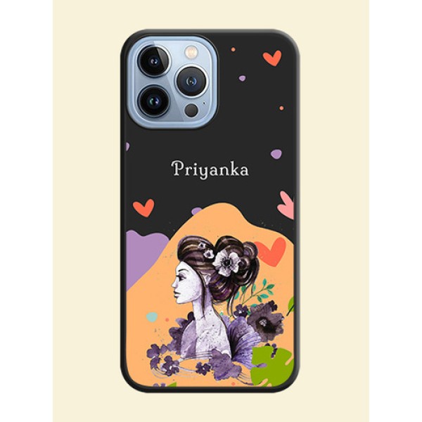 Namecase For Her With Fancy Lady Image On Space Black Personalized Soft Matte Phone Covers -Apple Iphone 13 Pro Max Namecase For Her With Fancy Lady Image On Space Black Personalized Soft Matte Phone Covers -Apple Iphone 13 Pro Max