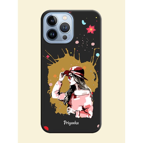 Mordern Lady With Color Splash Background With Custom Text On Space Black Personalized Soft Matte Phone Covers -Apple Iphone 13 Pro Max