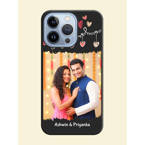 Pink Love Hangings with Name on Space Black Custom Soft Matte Phone Cases - iPhone 13 Pro Pink Love Hangings with Name on Space Black Custom Soft Matte Phone Cases - iPhone 13 Pro