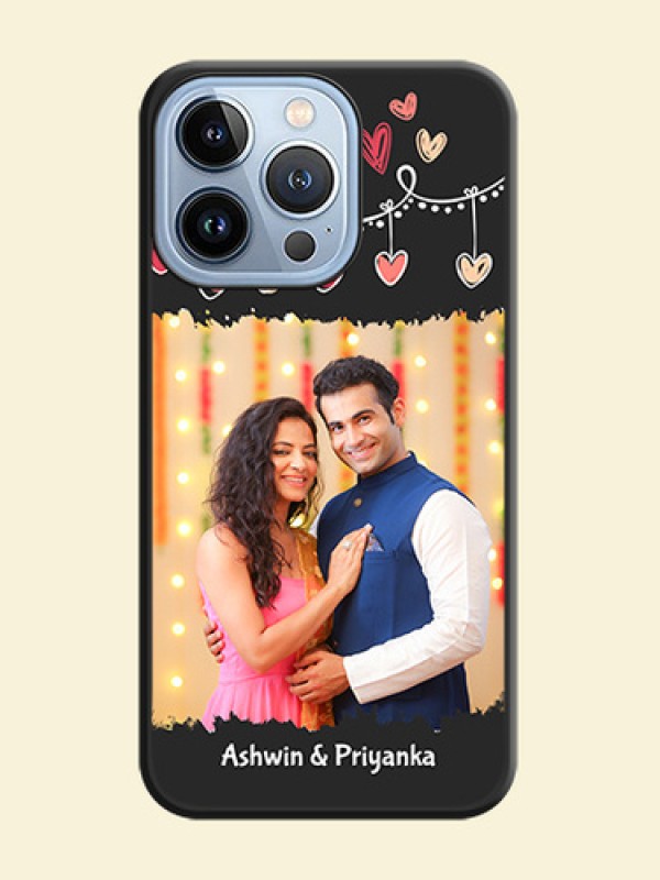 Pink Love Hangings with Name on Space Black Custom Soft Matte Phone Cases - iPhone 13 Pro