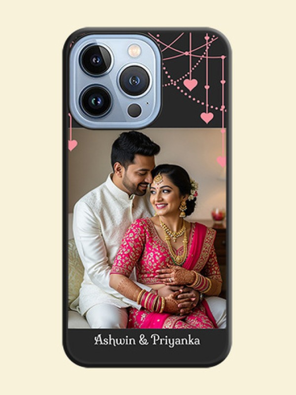 Pink Love Hangings with Text on Space Black Custom Soft Matte Back Cover - iPhone 13 Pro
