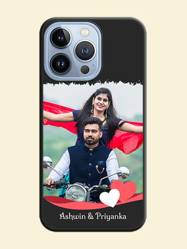 Pin Color Love Shaped Ribbon Design with Text on Space Black Custom Soft Matte Phone Back Cover - iPhone 13 Pro