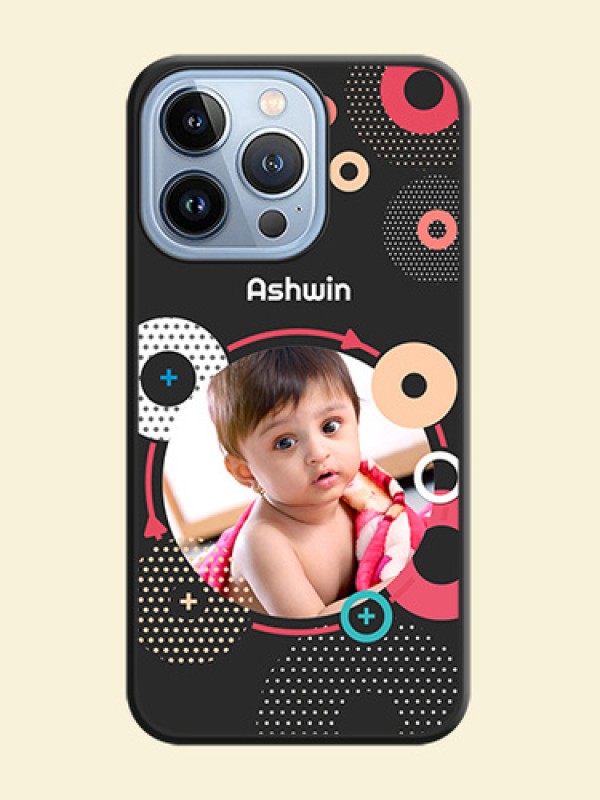 Multicoloured Round Image on Personalised Space Black Soft Matte Cases - iPhone 13 Pro