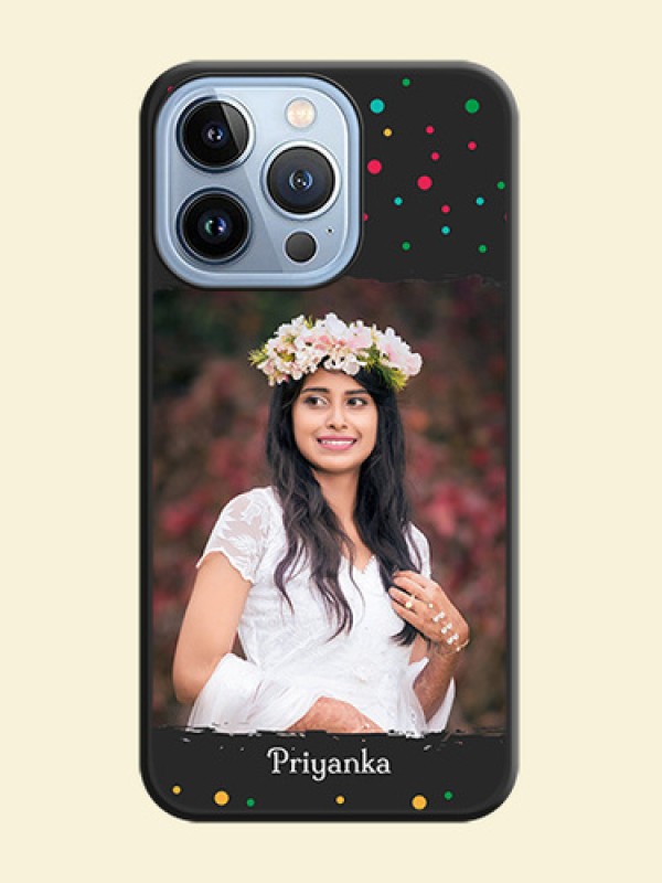 Multicolor Dotted Pattern with Text on Space Black Custom Soft Matte Phone Back Cover - iPhone 13 Pro