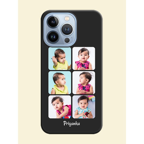 Floral Art with 6 Image Holder on Photo on Space Black Soft Matte Mobile Case - iPhone 13 Pro Floral Art with 6 Image Holder on Photo on Space Black Soft Matte Mobile Case - iPhone 13 Pro