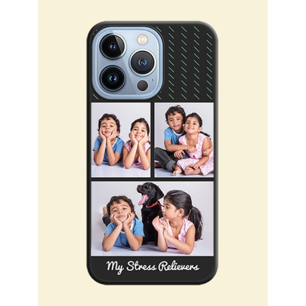 Cross Dotted Pattern with 2 Image Holder on Personalised Space Black Soft Matte Cases - iPhone 13 Pro Cross Dotted Pattern with 2 Image Holder on Personalised Space Black Soft Matte Cases - iPhone 13 Pro