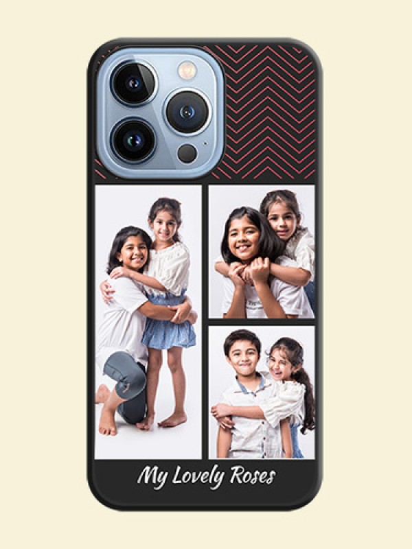 Wave Pattern with 3 Image Holder on Space Black Custom Soft Matte Back Cover - iPhone 13 Pro