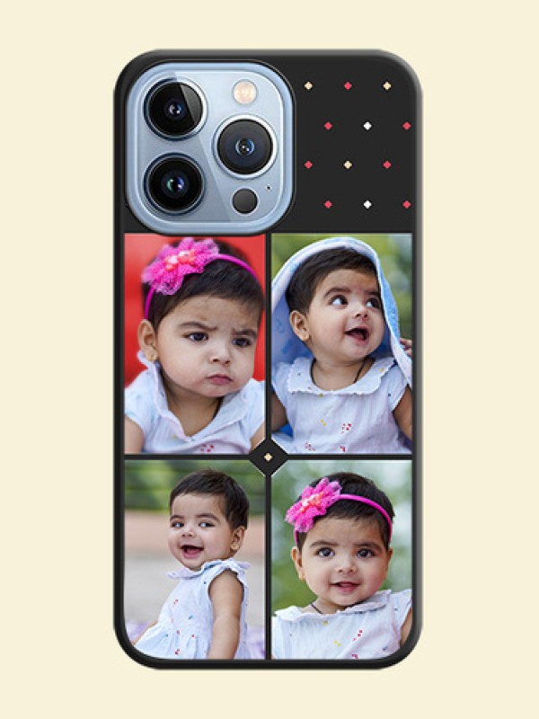 Multicolor Dotted Pattern with 4 Image Holder on Space Black Custom Soft Matte Phone Cases - iPhone 13 Pro