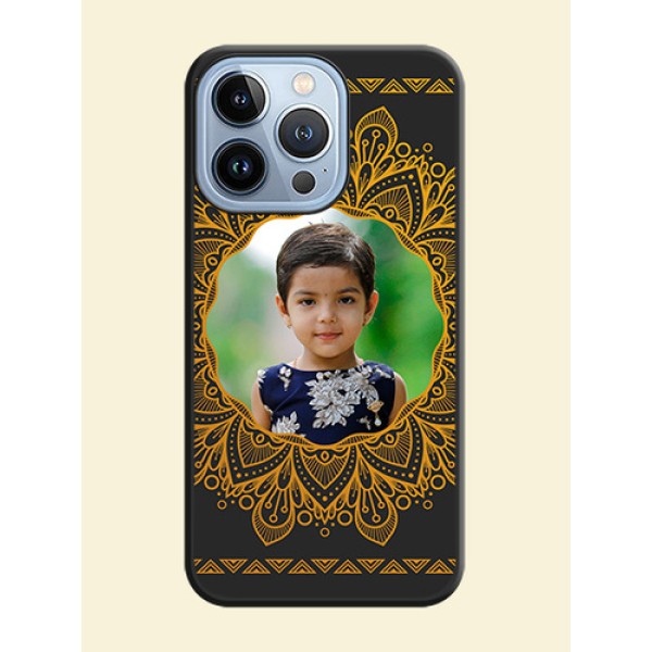 Round Image with Floral Design on Photo on Space Black Soft Matte Mobile Cover - iPhone 13 Pro Round Image with Floral Design on Photo on Space Black Soft Matte Mobile Cover - iPhone 13 Pro