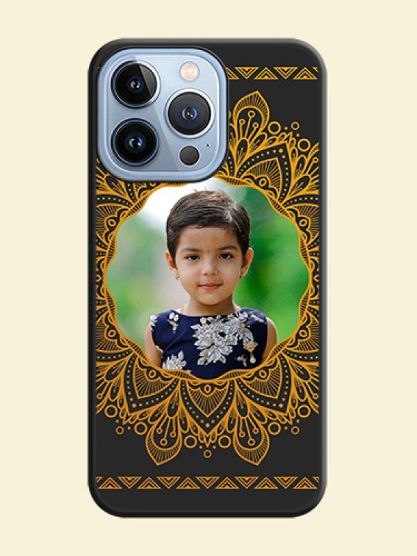 Round Image with Floral Design on Photo on Space Black Soft Matte Mobile Cover - iPhone 13 Pro