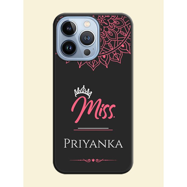 Mrs Name with Floral Design on Space Black Personalized Soft Matte Phone Covers - iPhone 13 Pro Mrs Name with Floral Design on Space Black Personalized Soft Matte Phone Covers - iPhone 13 Pro