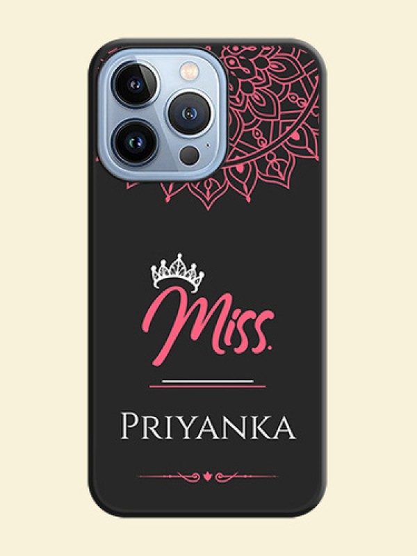 Mrs Name with Floral Design on Space Black Personalized Soft Matte Phone Covers - iPhone 13 Pro