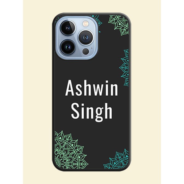 Your Name with Floral Design on Space Black Custom Soft Matte Back Cover - iPhone 13 Pro Your Name with Floral Design on Space Black Custom Soft Matte Back Cover - iPhone 13 Pro