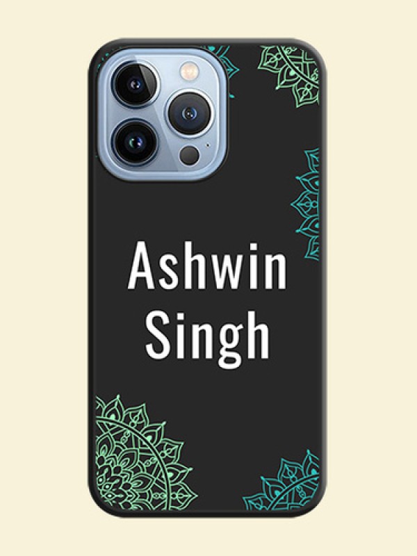 Your Name with Floral Design on Space Black Custom Soft Matte Back Cover - iPhone 13 Pro