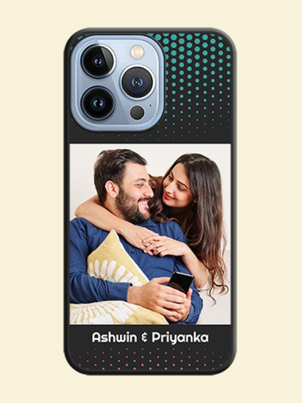 Faded Dots with Grunge Photo Frame and Text on Space Black Custom Soft Matte Phone Cases - iPhone 13 Pro