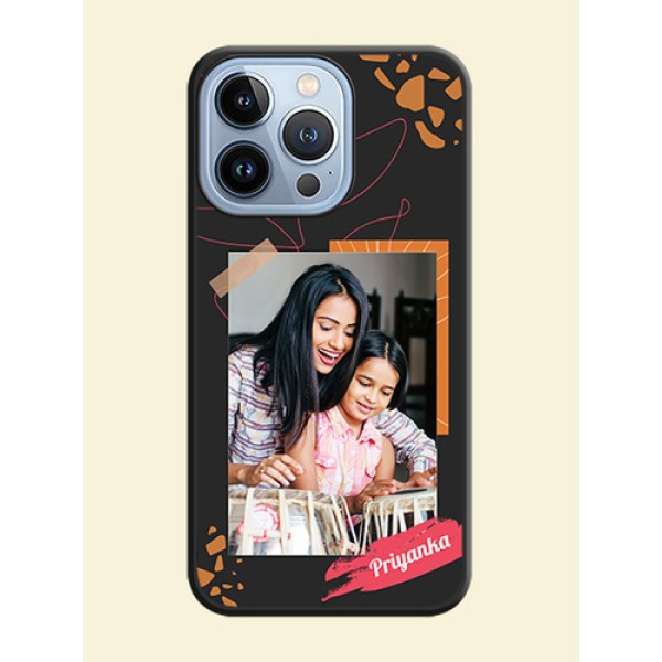 Orange Photo Frame on Space Black Custom Soft Matte Phone Back Cover - iPhone 13 Pro Orange Photo Frame on Space Black Custom Soft Matte Phone Back Cover - iPhone 13 Pro