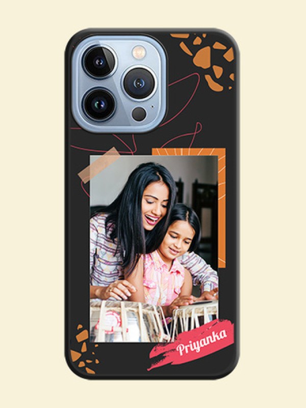 Orange Photo Frame on Space Black Custom Soft Matte Phone Back Cover - iPhone 13 Pro