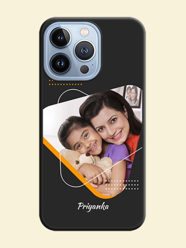 Yellow Triangle on Photo on Space Black Soft Matte Phone Cover - iPhone 13 Pro