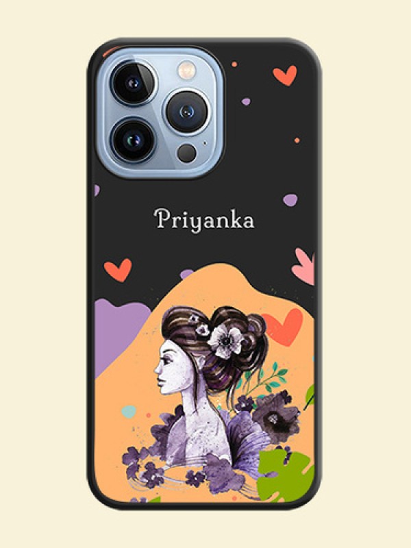 Namecase For Her With Fancy Lady Image On Space Black Personalized Soft Matte Phone Covers -Apple Iphone 13 Pro