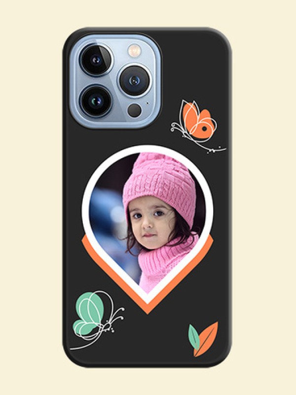 Upload Pic With Simple Butterly Design On Space Black Personalized Soft Matte Phone Covers -Apple Iphone 13 Pro