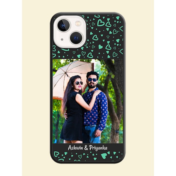 Sea Green Indefinite Love Pattern on Photo on Space Black Soft Matte Mobile Cover - iPhone 13 Sea Green Indefinite Love Pattern on Photo on Space Black Soft Matte Mobile Cover - iPhone 13