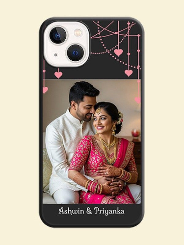 Pink Love Hangings with Text on Space Black Custom Soft Matte Back Cover - iPhone 13