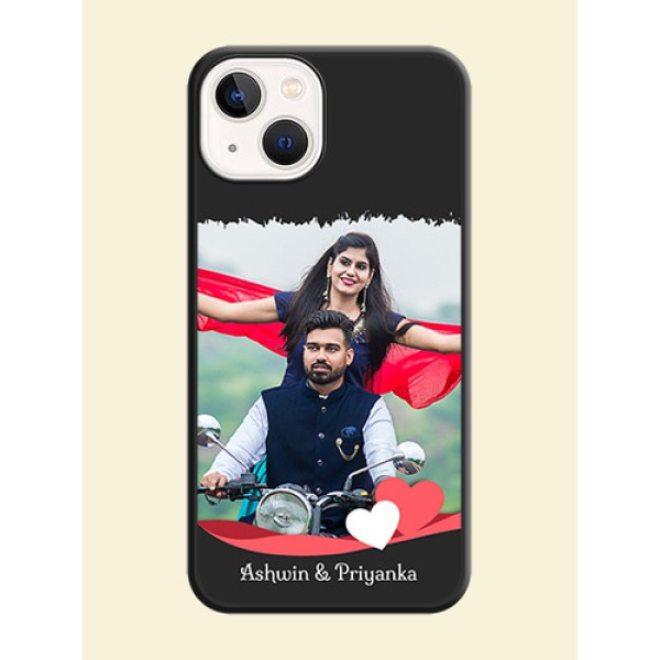 Pin Color Love Shaped Ribbon Design with Text on Space Black Custom Soft Matte Phone Back Cover - iPhone 13 Pin Color Love Shaped Ribbon Design with Text on Space Black Custom Soft Matte Phone Back Cover - iPhone 13