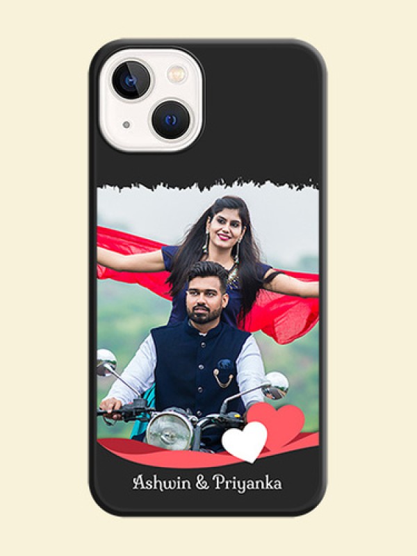 Pin Color Love Shaped Ribbon Design with Text on Space Black Custom Soft Matte Phone Back Cover - iPhone 13