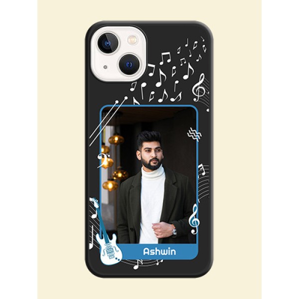 Musical Theme Design with Text on Photo on Space Black Soft Matte Mobile Case - iPhone 13 Musical Theme Design with Text on Photo on Space Black Soft Matte Mobile Case - iPhone 13