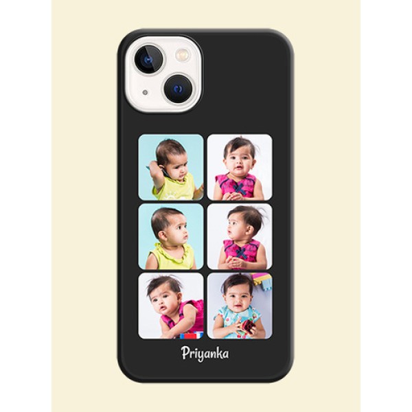 Floral Art with 6 Image Holder on Photo on Space Black Soft Matte Mobile Case - iPhone 13 Floral Art with 6 Image Holder on Photo on Space Black Soft Matte Mobile Case - iPhone 13