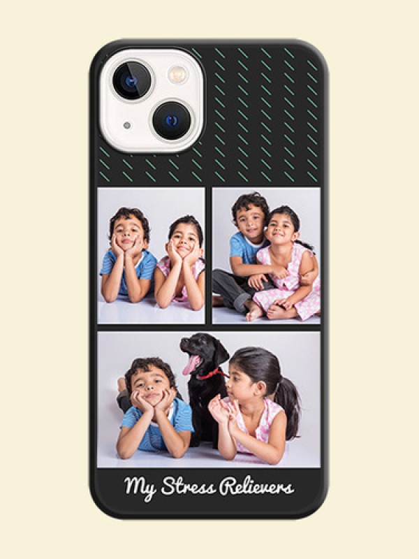 Cross Dotted Pattern with 2 Image Holder on Personalised Space Black Soft Matte Cases - iPhone 13