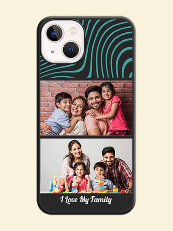 Wave Pattern with 2 Image Holder on Space Black Personalized Soft Matte Phone Covers - iPhone 13