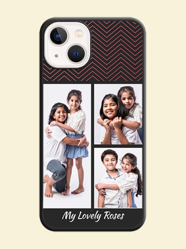 Wave Pattern with 3 Image Holder on Space Black Custom Soft Matte Back Cover - iPhone 13