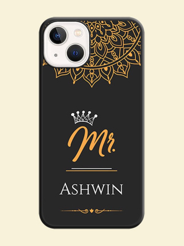 Mr Name with Floral Design on Personalised Space Black Soft Matte Cases - iPhone 13