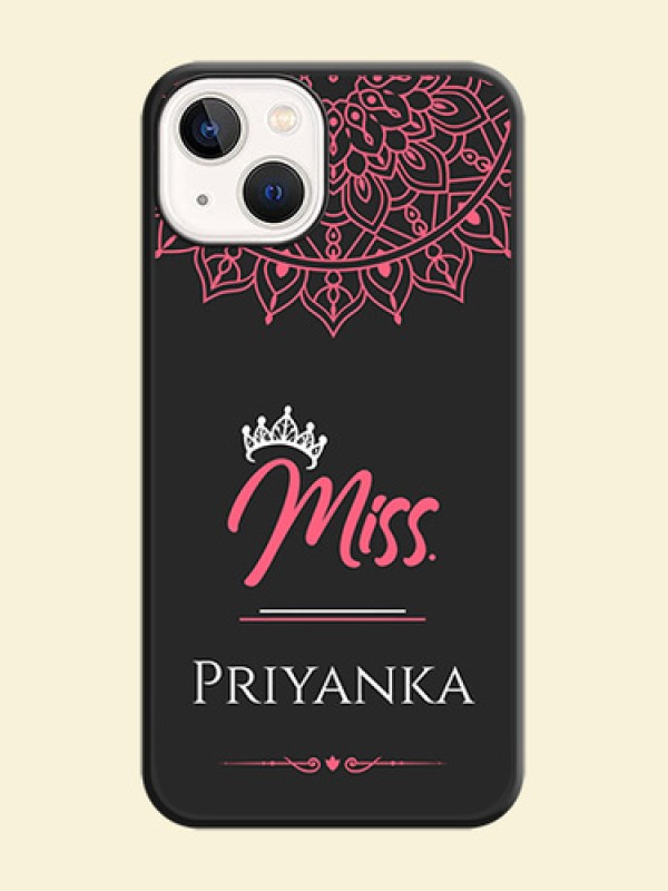 Mrs Name with Floral Design on Space Black Personalized Soft Matte Phone Covers - iPhone 13