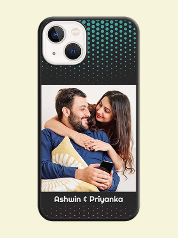 Faded Dots with Grunge Photo Frame and Text on Space Black Custom Soft Matte Phone Cases - iPhone 13