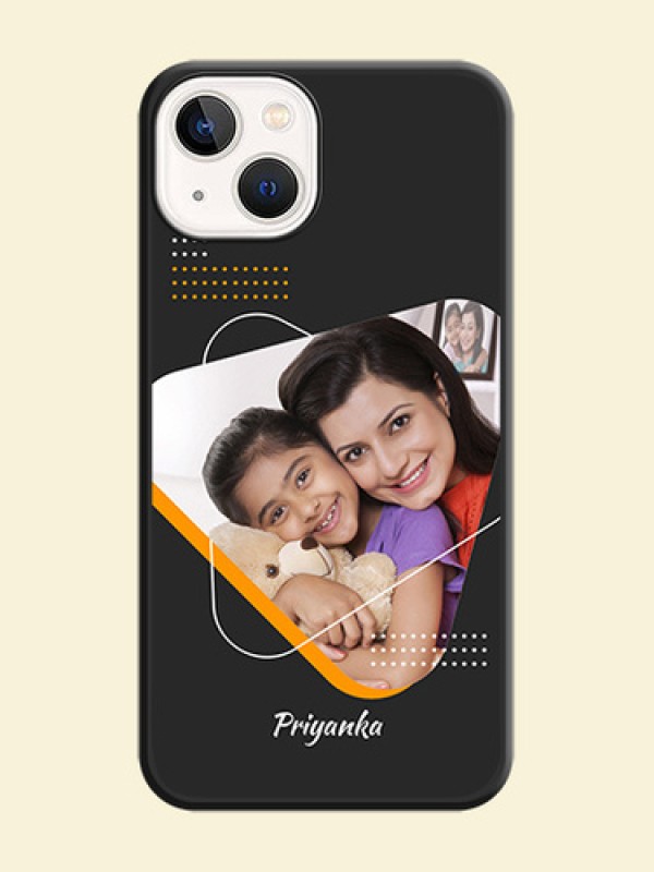 Yellow Triangle on Photo on Space Black Soft Matte Phone Cover - iPhone 13