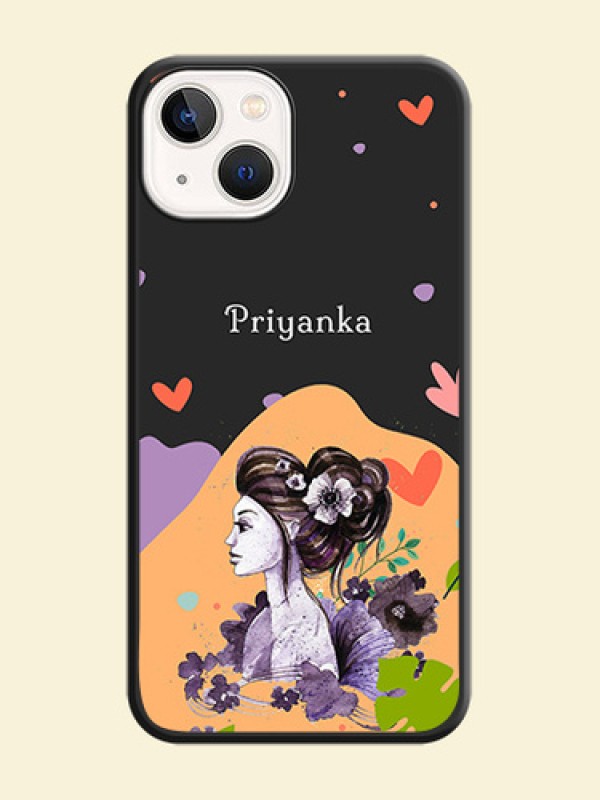 Namecase For Her With Fancy Lady Image On Space Black Personalized Soft Matte Phone Covers -Apple Iphone 13