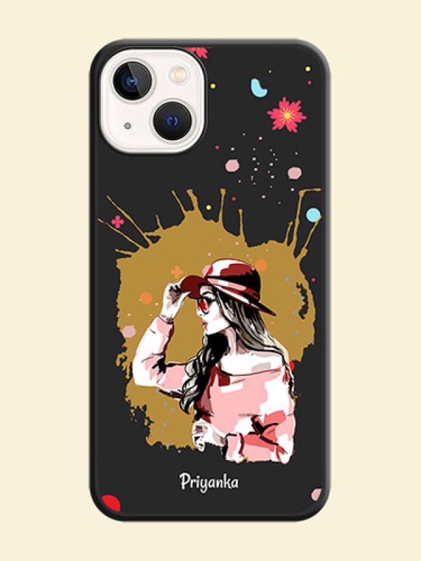 Mordern Lady With Color Splash Background With Custom Text On Space Black Personalized Soft Matte Phone Covers -Apple Iphone 13