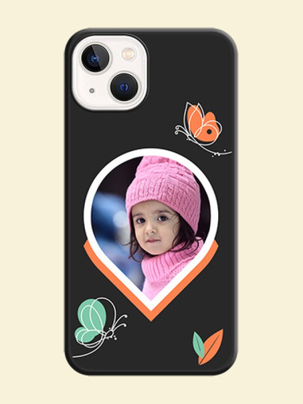 Upload Pic With Simple Butterly Design On Space Black Personalized Soft Matte Phone Covers -Apple Iphone 13