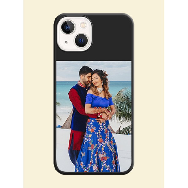 Image Upload With Space Black Color On Custom Soft Matte Mobile Back Cover - iPhone 13 Image Upload With Space Black Color On Custom Soft Matte Mobile Back Cover - iPhone 13