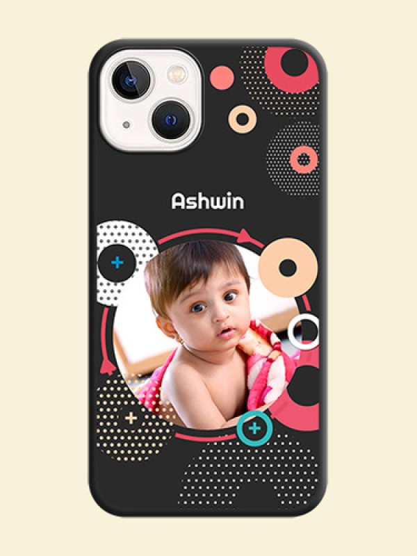 Multicoloured Round Image on Personalised Space Black Soft Matte Cases - iPhone 14 Plus