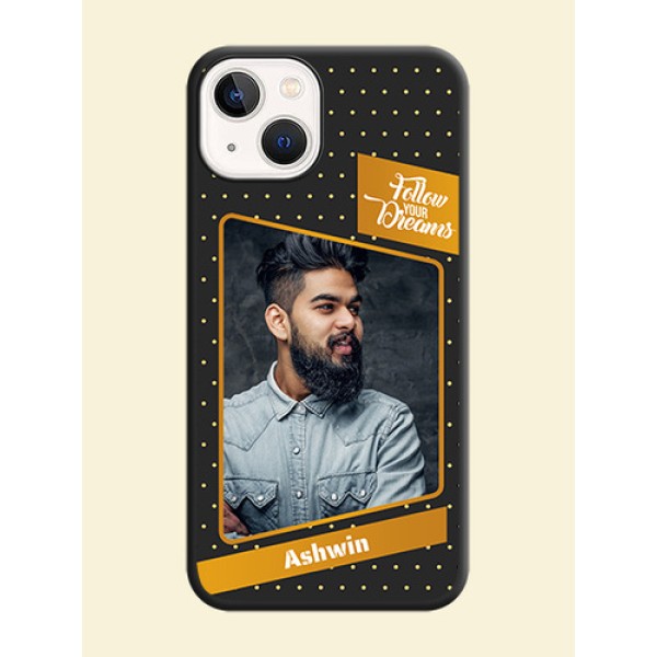 Follow Your Dreams with White Dots on Space Black Custom Soft Matte Phone Cases - iPhone 14 Plus Follow Your Dreams with White Dots on Space Black Custom Soft Matte Phone Cases - iPhone 14 Plus