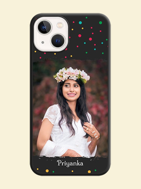 Multicolor Dotted Pattern with Text on Space Black Custom Soft Matte Phone Back Cover - iPhone 14 Plus