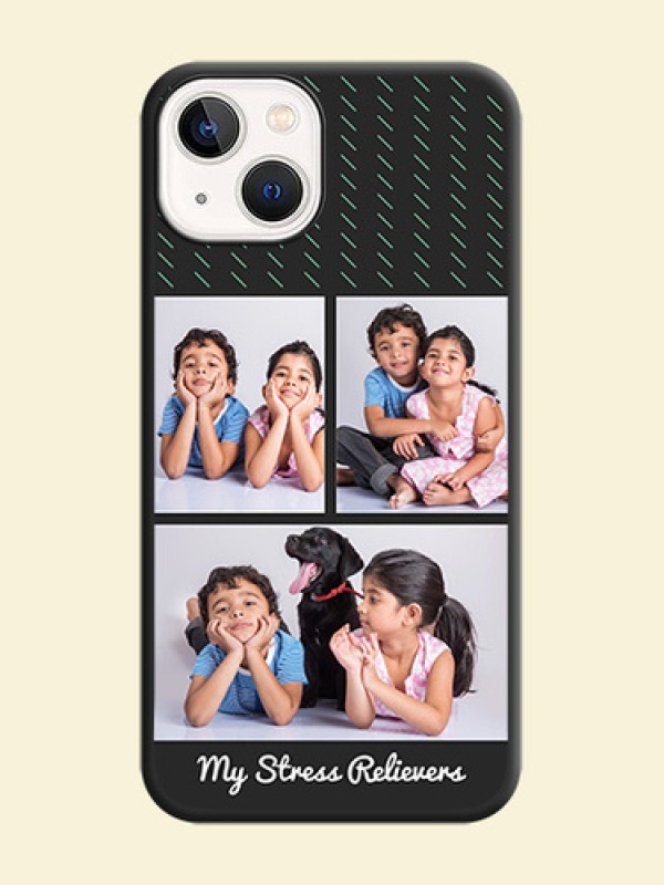 Cross Dotted Pattern with 2 Image Holder  on Personalised Space Black Soft Matte Cases - iPhone 14 Plus