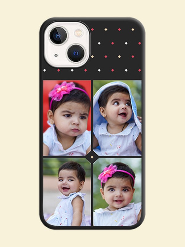 Multicolor Dotted Pattern with 4 Image Holder on Space Black Custom Soft Matte Phone Cases - iPhone 14 Plus