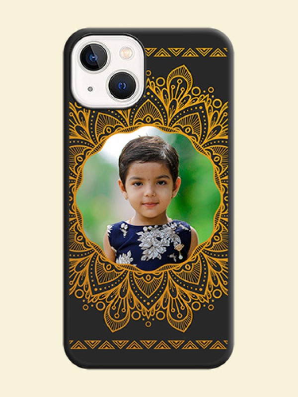 Round Image with Floral Design on Photo on Space Black Soft Matte Mobile Cover - iPhone 14 Plus