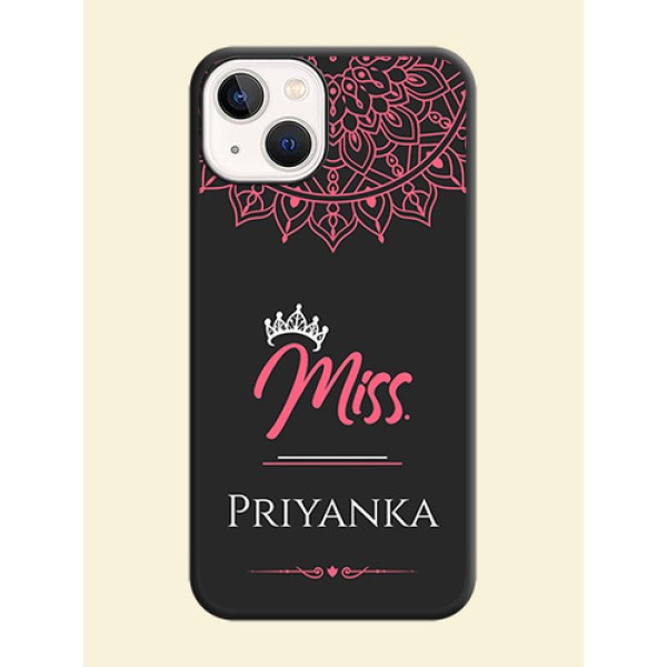 Mrs Name with Floral Design on Space Black Personalized Soft Matte Phone Covers - iPhone 14 Plus Mrs Name with Floral Design on Space Black Personalized Soft Matte Phone Covers - iPhone 14 Plus