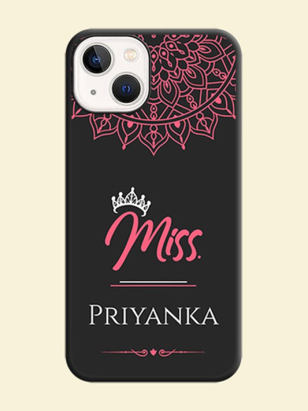 Mrs Name with Floral Design on Space Black Personalized Soft Matte Phone Covers - iPhone 14 Plus