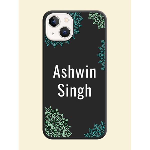 Your Name with Floral Design on Space Black Custom Soft Matte Back Cover - iPhone 14 Plus Your Name with Floral Design on Space Black Custom Soft Matte Back Cover - iPhone 14 Plus